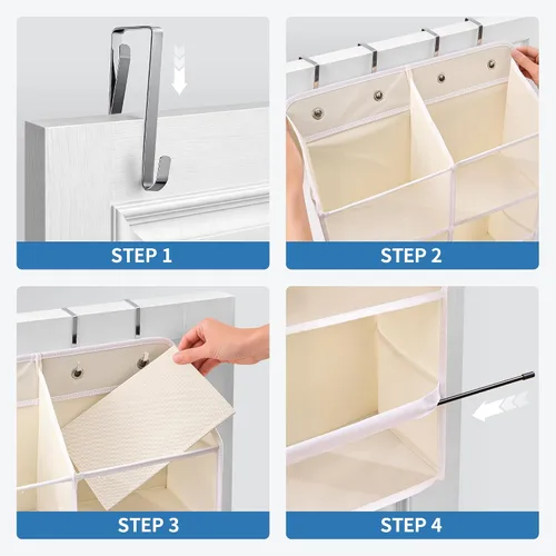 Vista 7 de JARLINK Over the Door Organizer Storage, 5-Tier Extra Large Hanging Storage with 10 Mesh Pockets, 100 lbs Capacity Behind Door Storage for Bedroom