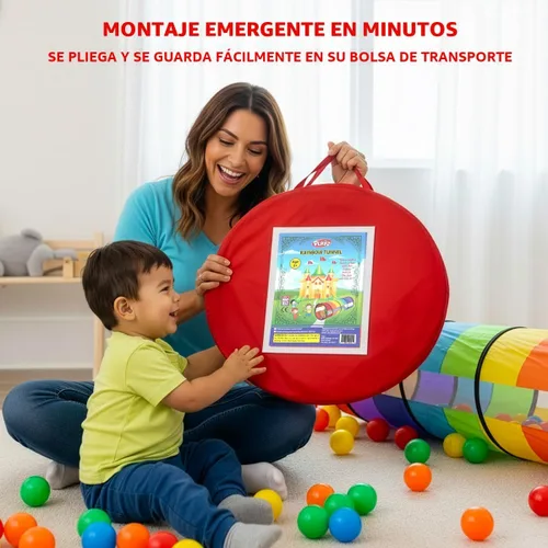 Vista 7 de Túnel de juego extragrande para niños pequeños de 1 a 3 años – Tubo de gateo emergente para bebés, actividad sensorial, juguete para niños