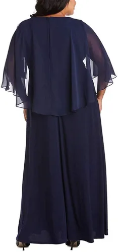 Vista 2 de Vestido de noche formal de gasa de encaje para madre de la novia