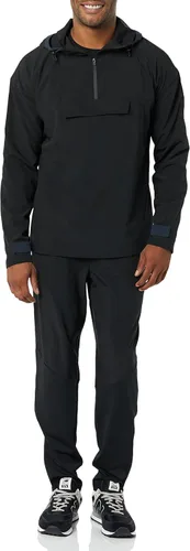 Vista 3 de Tienda Essentials Chaqueta de bloque de color con capucha y cremallera de un cuarto de tejido elástico para hombre