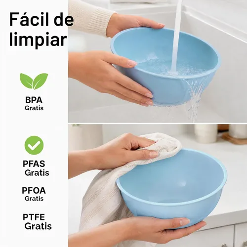 Vista 7 de Zulay Kitchen Juego de 12 tazones de plástico para mezclar con tapas, a prueba de fugas, aptos para microondas y congelador, apilables, para Azul