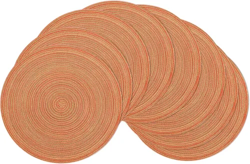 Vista 73 de SHACOS Juego de 4 manteles individuales redondos lavables de 15 pulgadas, de algodón, poliéster, trenzados, para mesa de comedor, boda, decoración