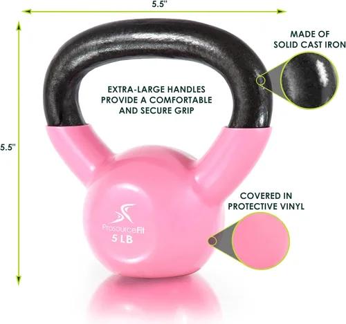 Vista 2 de ProsourceFit Vinyl Coated Cast Iron Kettlebells for Full Body Fitness Workouts