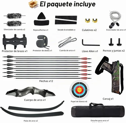 Vista 2 de Arco recurvo de 60 pulgadas Black Hunter Takedown - Arco de caza y flechas de 20 a 60 libras, con carcaj de flechas, arcos de tiro con arco de mano