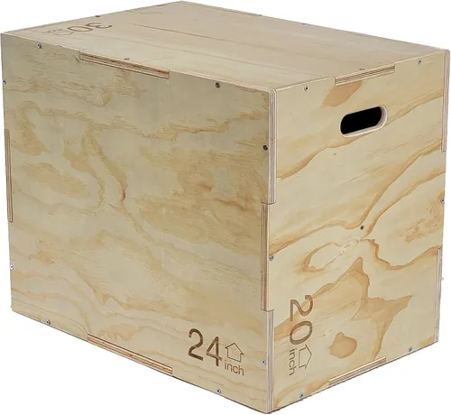 Vista 9 de Fitvids Plataforma de ejercicio de madera antideslizante de 16 x 14 x 12 pulgadas, equipo de entrenamiento pliométrico para gimnasio en casa, caja