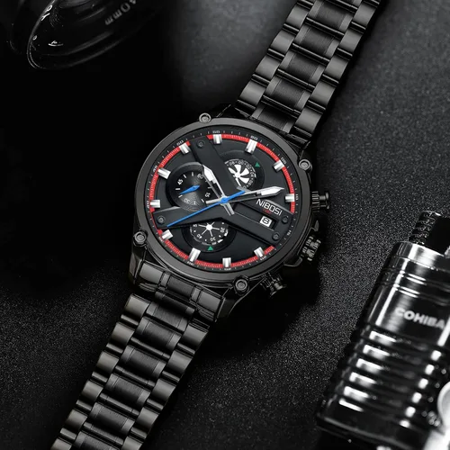 Vista 5 de NIBOSI Men's Watches Analog Quartz Military Chronography Business Watches for Men Waterproof Sport Stainless Steel Wrist Watch Date