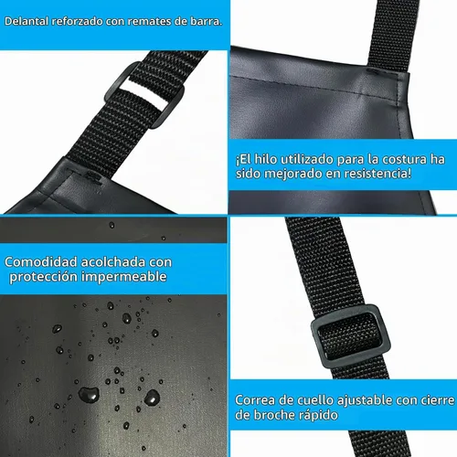 Vista 2 de Delantal de vinilo de goma impermeable de 40 pulgadas, delantal de chef resistente negro Apron for men, black apron for women, work apron for