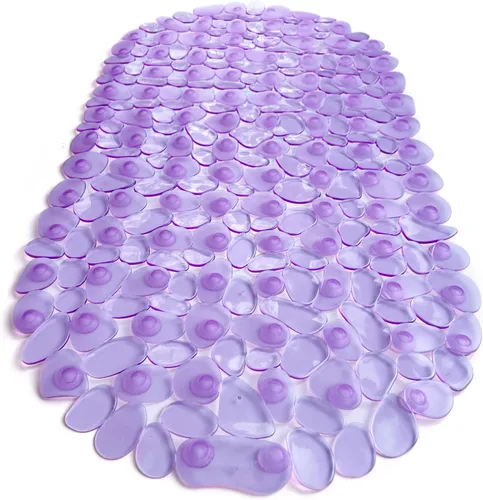 Vista 36 de Alfombra antideslizante para bañera y ducha "Pebbles" de 27 x 14 pulgadas, ovalada, no tóxica, segura, limpia, lavable a máquina, agarre y drenaje