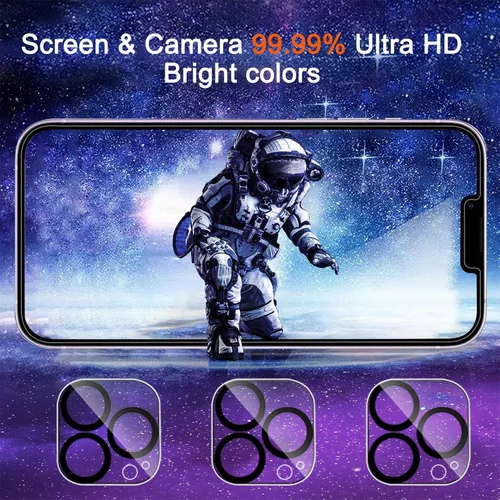 Vista 3 de IMBZBK Paquete de 3 protectores de pantalla para iPhone 13 Pro Max con 3 protectores de lente de cámara de vidrio templado Accesorios Protector