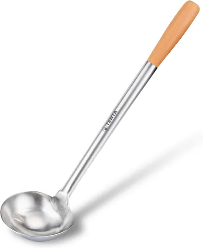 Vista 7 de Tenta Kitchen Cuchara profesional grande de acero inoxidable para servir – Cucharón de salsa para sopa para comedor escolar, cocina de hotel