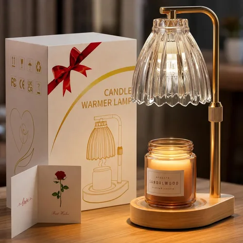 Vista 7 de Regalos de Navidad para mujeres Lámpara calefactora de velas con altura ajustable, temporizador y regulador de intensidad, regalos de cumpleaños