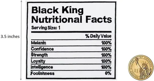 Vista 2 de Cute-Patch Juneteenth Black King Datos nutricionales bordados para planchar en el parche BLM Black Lives Matter