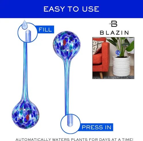 Vista 2 de Blazin Bombillas de riego automático para plantas Globos de agua automáticos para plantas de casa de vacaciones Globo decorativo de vidrio