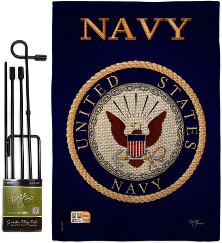 Vista 26 de Breeze Decor Bandera de jardín de 13 x 18.5 pulgadas, con licencia oficial de las Fuerzas Armadas de los Estados Unidos de la Marina de los Estados