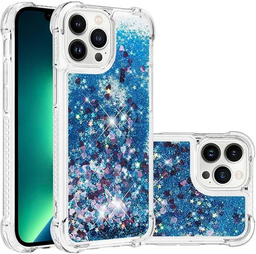 Vista 12 de LEMAXELERS Funda para iPhone 15 de 6.1 pulgadas, Bling Glitter Liquid Clear Case Flotante Arenas movedizas a prueba de golpes Funda protectora