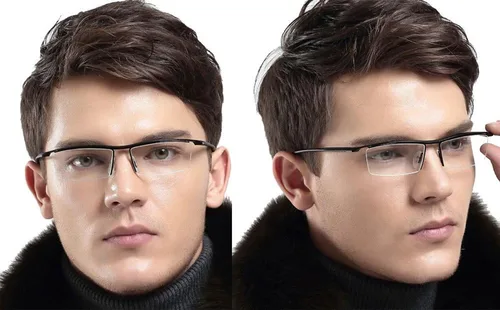 Vista 5 de Agstum Gafas de negocios sin montura de titanio puro, lentes transparentes