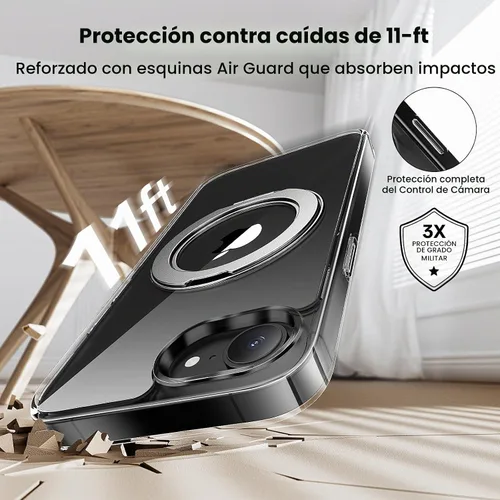 Vista 3 de Funda con soporte de anillo de 360° para iPhone 16E/17E con 2 protectores de pantalla, compatible con MagSafe, antiamarilleo y resistente a