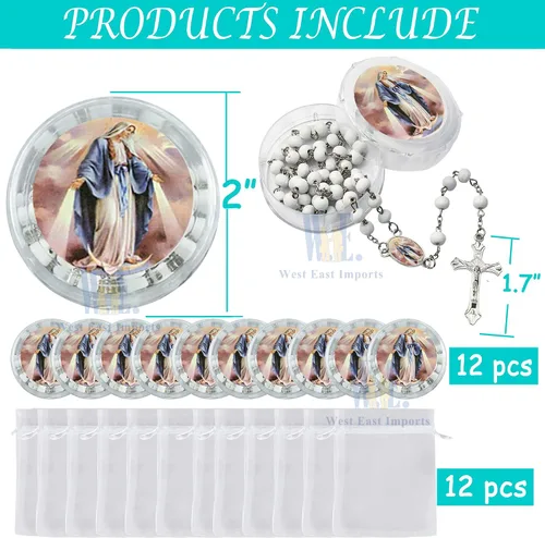 Vista 2 de 12 piezas de Rosario aromático milagroso Nuestra Señora de Gracia Rosario Religioso Regalos Regalos de Madera Rosario Collar en caja de regalo Bolsa