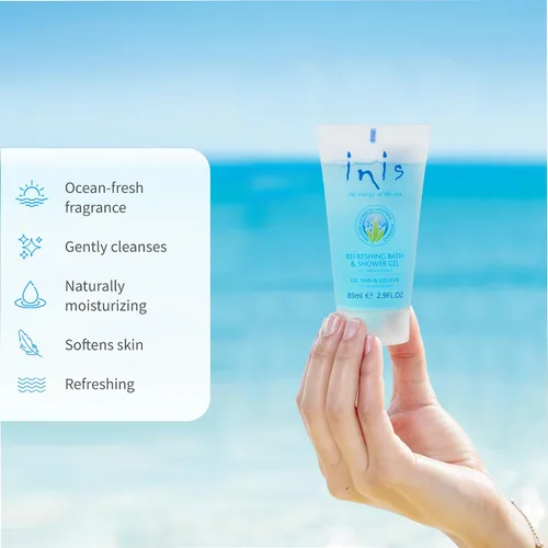 Vista 4 de Inis la Energía del Mar Gel Refrescante de Baño y Ducha - Tamaño de Viaje para Lavado Corporal para Mujeres y Hombres - Fragancia Fresca de Océano