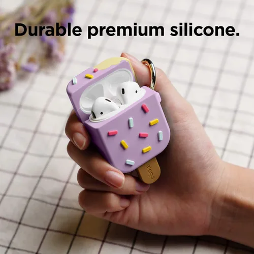 Vista 5 de Elago - Funda con llavero para audífonos AirPods 1 y 2 de Apple en forma de helado.