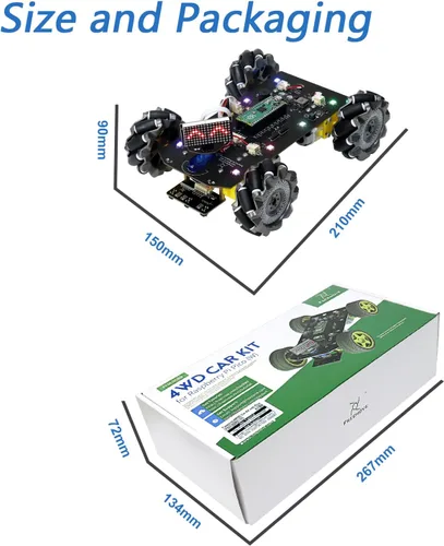 Vista 8 de Freenove Mecanum Wheel - Kit de coche para Raspberry Pi Pico (incluido) (compatible con Arduino IDE), expresiones de matriz de puntos, prevención
