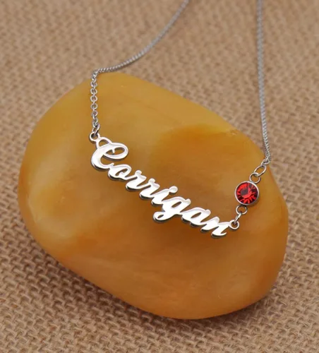 Vista 5 de GR859C Collar personalizado con inicial de piedra natal