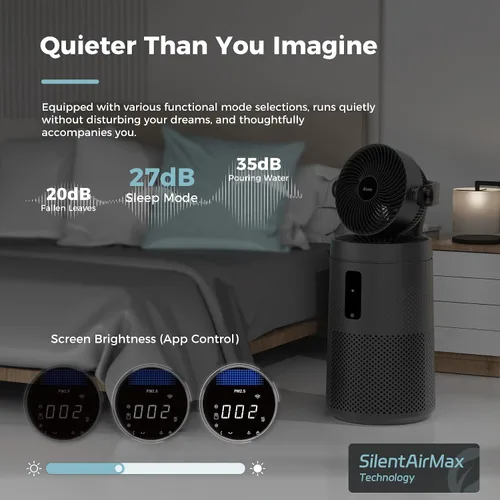 Vista 8 de AROEVE Ventilador purificador de aire para habitación grande del hogar con sistema de ventilador circulador de aire 2 en 1 y cubierta inteligente