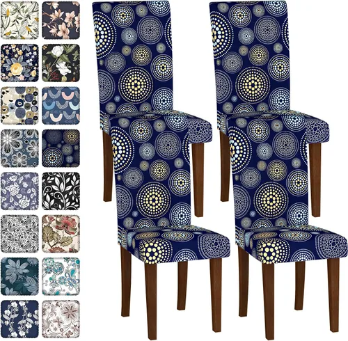 Vista 86 de Fundas para sillas de comedor CoSofSLIP, juego de 2, fundas estampadas elásticas antideslizantes, fundas extraíbles y lavables para sillas