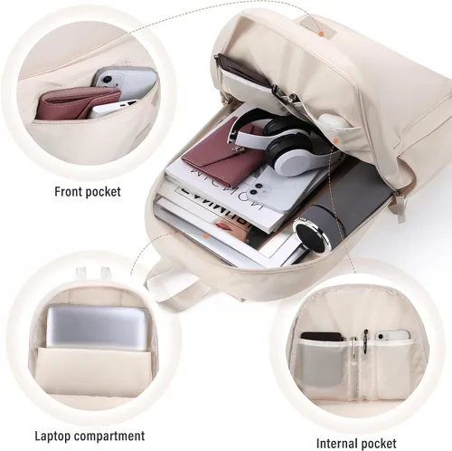 Vista 3 de HOMIEE Mochila ligera para laptop de uso casual, se adapta a computadoras de 15.6 pulgadas, resistente al agua, pequeña, linda, unisex, mochila
