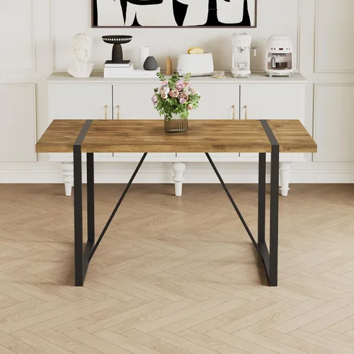 Vista 5 de Mesa de Comedor para 4-6, Mesa de Cocina de 55'', Mesas de Cocina y Comedor, Mesa de Comedor de Madera MDF con Patas de Metal para Sala de Estar
