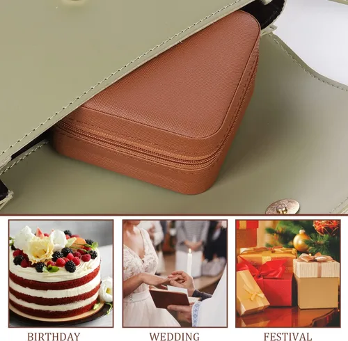 Vista 6 de KElofoN Organizador de joyas de viaje, joyero de viaje, caja organizadora de joyas pequeña para niñas y mujeres (1, marrón)