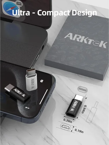 Vista 6 de ARKTEK Paquete de 4 adaptadores USB-C macho micro USB hembra tipo C, adaptador de transferencia de datos rápida y carga universal compatible