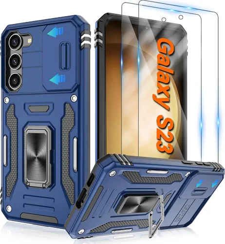 Vista 92 de Atump Funda para Motorola Moto G Play 2024 (4G) con [paquete de 2] protector de pantalla HD y cubierta para cámara deslizante, soporte de anillo