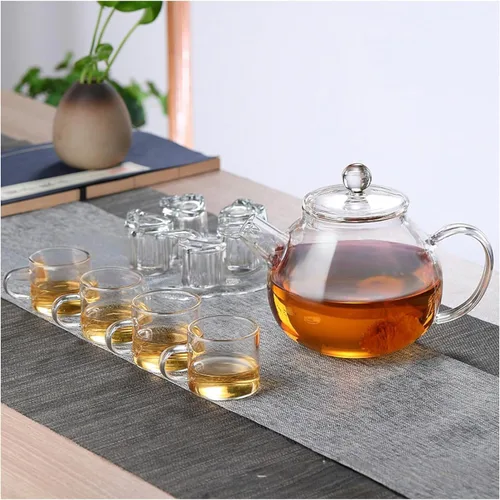 Vista 9 de Tetera de vidrio con infusor de vidrio transparente, tetera de 33.8 fl oz para estufa, té suelto, tetera de regalo