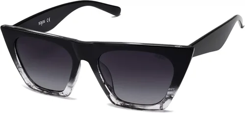 Vista 7 de SOJOS Trendy Square Cateye Polarized Sunglasses Womens Big Frame Shades SJ2115 Todo negro