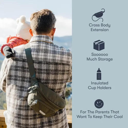 Vista 3 de Colugo Organizador de cochecito On-The-Go con cremallera, organizador con soporte para tazas, accesorios de cochecito para padres especialmente