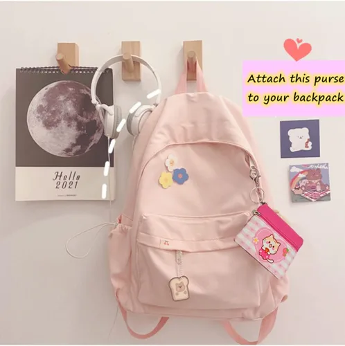 Vista 4 de Monedero de gato para niños y niñas, llavero de dibujos animados, monedero, bolsa de moneda, soporte para tarjetas de crédito kawaii, organizador