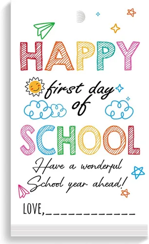 Vista 17 de Etiquetas divertidas para bolsas de regalo de regreso a clases, divertidas etiquetas de regalo para el primer día de escuela, etiquetas de regalo