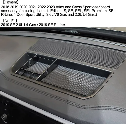 Vista 2 de HGWEI Organizador de Tablero Compatible con VW Atlas y Cross Sport 2018 2019 2020 2021 2022 2023 Accesorios, Bandeja de Consola Soporte de Montaje