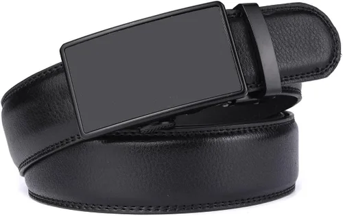 Vista 2 de Cinturón de trinquete para hombre Cinturones deslizantes de cuero genuino ajustables