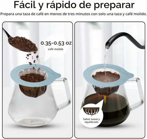 Vista 7 de Gotero portátil para verter sobre café, filtro de café reutilizable, cafetera para camping, cafetera de viaje (50, azul)