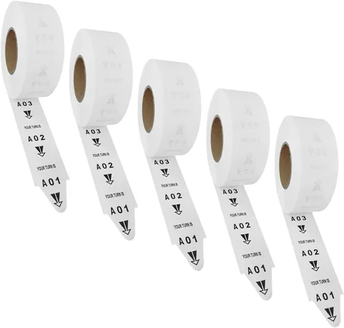 Vista 7 de Tickets Take-a-Number para clientes que esperan – 1 rollo, A00-E99, 3000 boletos – Rollo de número de cola para mostrador de delicatessen, comida