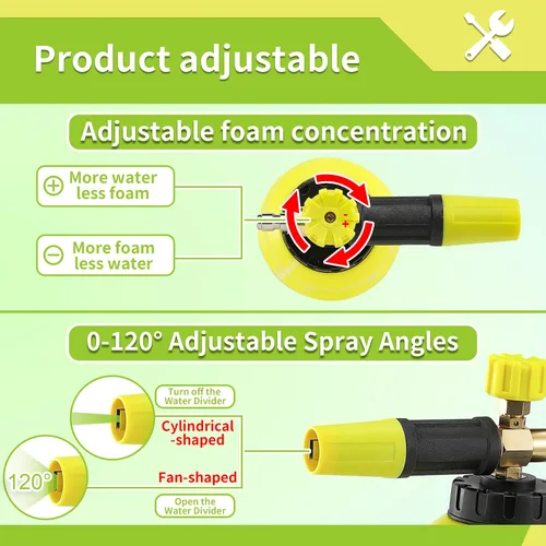 Vista 3 de Cañón de espuma FIXFANS con adaptador de repuesto para Portland Husky Ryobi Wide Neck Pressure Washer Snow Foam Lance, Heavy Duty Power Washer