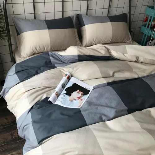Vista 343 de mixinni Juego de funda de edredón vintage a rayas, tamaño twin, juego de ropa de cama de 3 piezas, 100% algodón lavado, suave y transpirable, funda