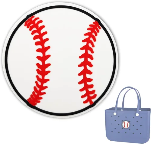 Vista 9 de Dijes para bolsa de Bogg, accesorios decorativos para bolsa de Bogg, dijes de béisbol para bolsa de playa, accesorios de goma para bolsa de playa