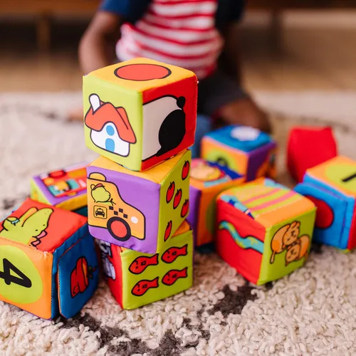 Vista 9 de Melissa & Doug K 's Juego de bloques blandos para combinar y construir para niños