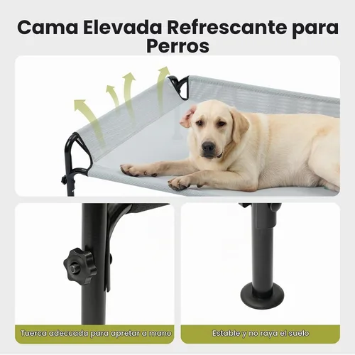 Vista 3 de Gardner Pet Cama elevada para perros de tamaño mediano, cama elevada para exteriores, impermeable, portátil, refrigerante, para mascotas, con Negro