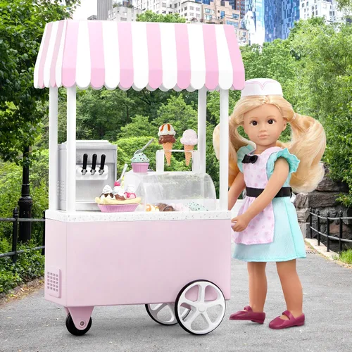 Vista 4 de Lori Evelina's Ice Cream Cart - Juego de muñecas de 6 pulgadas, 25 piezas, muñecas 25-piece 6-inch doll set with cart, outfit, cones, popsicles