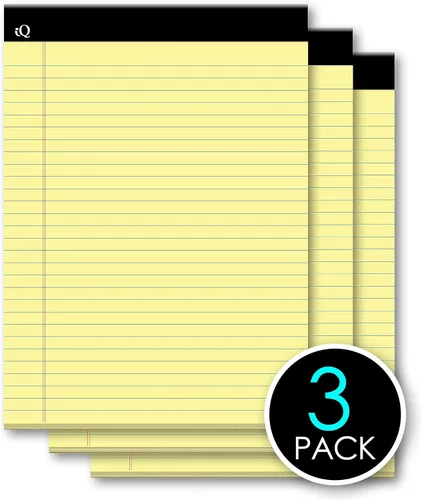 Vista 2 de iScholar iQ 98113 - Bloc de notas legales, canario, con rayas anchas, 8.5 x 11.75 pulgadas, 50 hojas por bloc, paquete de 3 almohadillas