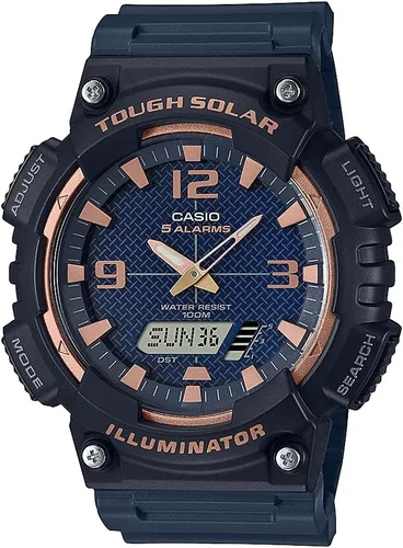 Vista 3 de Casio AQS800W Series Analog Digital Watch 100M WR Solar Powered 1/100 SEC Stop Watch 6-Language Day of The Week Indicator Countdown